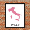 Minimalist Map Print of Italy 16 x 20  Pink