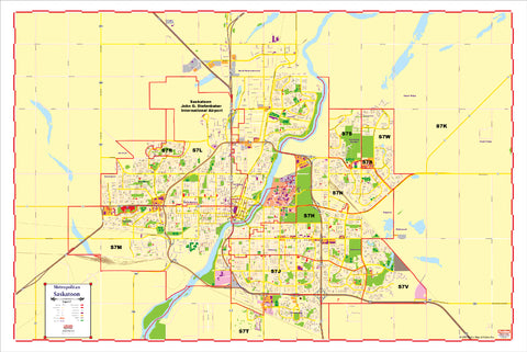 Map of Saskatoon - Large and laminated New 2021 Edition with Postal Codes