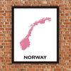 Minimalist Map Print of Norway 16 x 20  Amaranth Pink