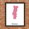 Minimalist Map Print of Portugal 16 x 20  Pink